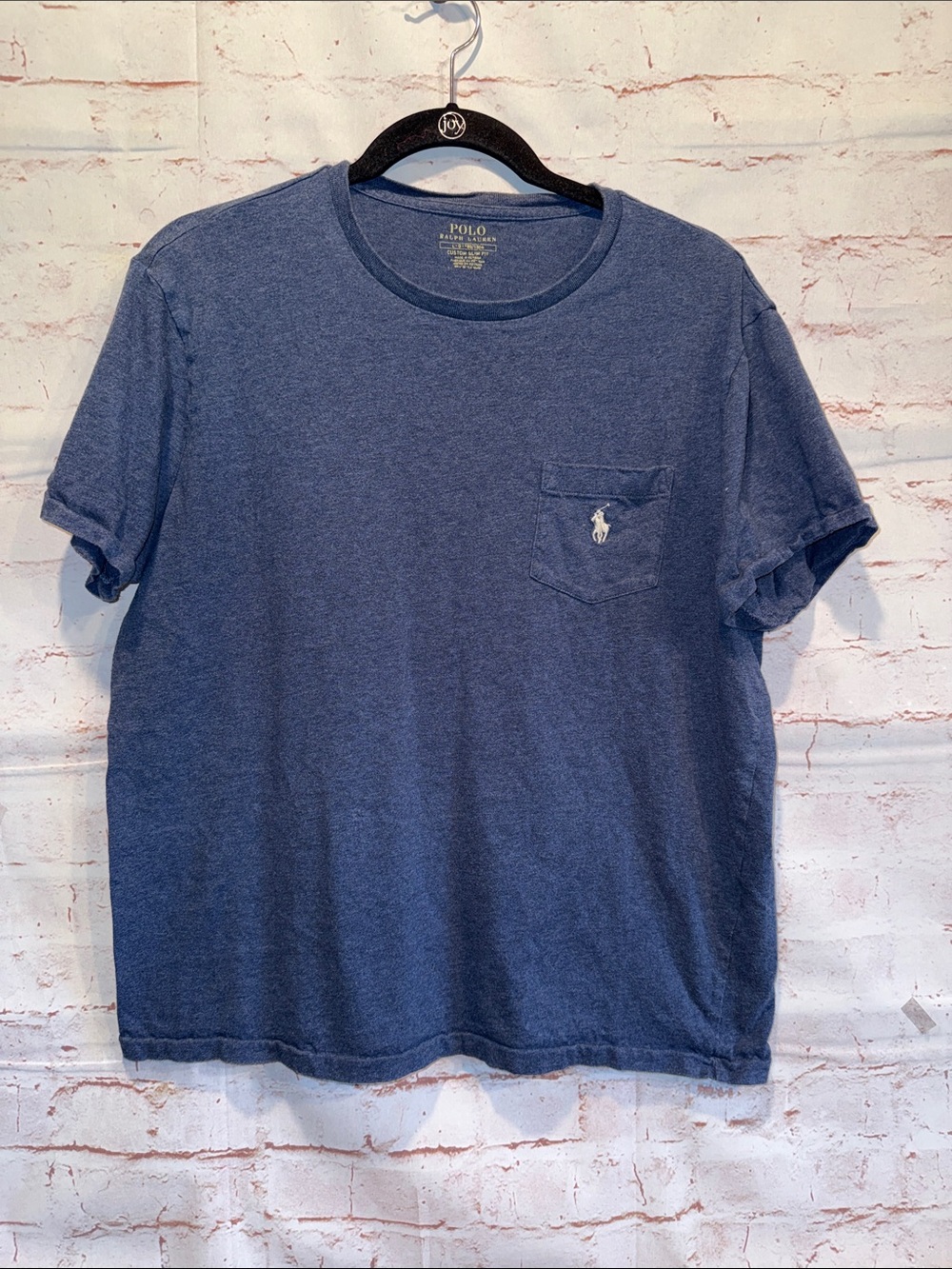 Polo by Ralph Lauren Dark Blue Heathered Pocket Tee Large crew neck short sleeve